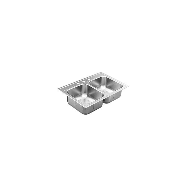 33"X22" Stainless Steel 18 Gauge Double Bowl Drop In Sink